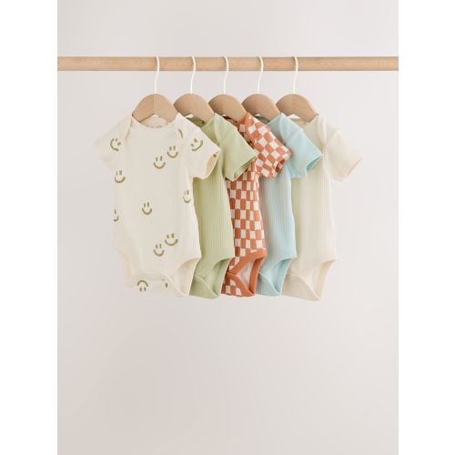 Multi Short Sleeve Baby Bodysuits 5 Pack