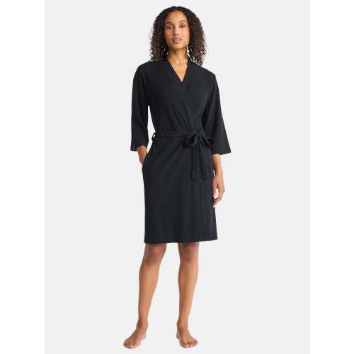 Lissome Womens Soft Double Brushed Waffle Knit Wrap Robe, Sizes S-4X