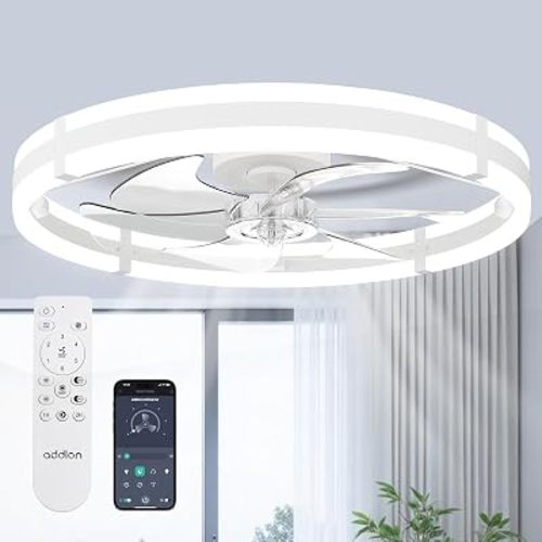 addlon 24" Low Profile Fandelier Ceiling Fans with Lights and Remote, White