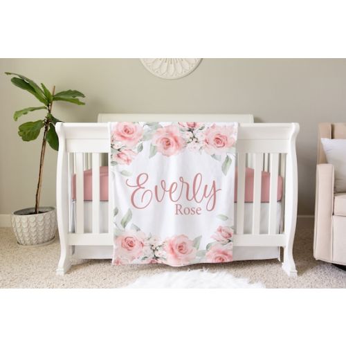 Rose Personalized Blanket, Custom Baby Blanket, Baby Shower Gift, Rose Nursery Blanket, Crib Blanket, Newborn Photos Prop, BB10 - Etsy