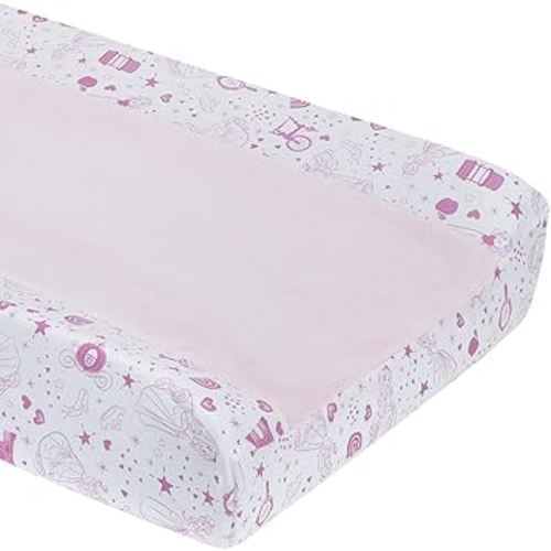 Disney Princess - Dare to Dream Super Soft Pink and White Changing Pad Cover