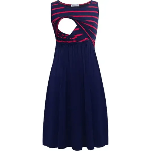 Smallshow Women's Sleeveless Nursing Dresses | Patchwork, Maternity, Breastfeeding