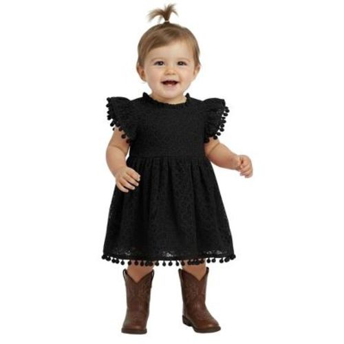 2Bunnies Lace Pom Pom Trim Baby Girl Dress