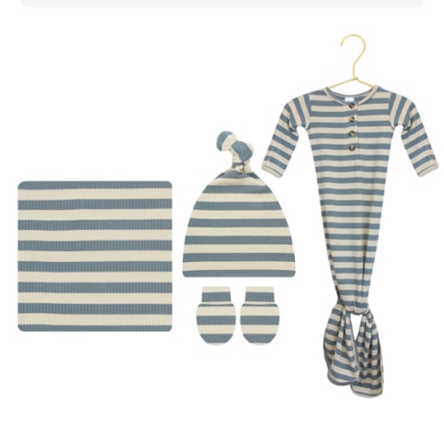 Lincoln Ribbed Newborn Hat Bundle (Gown)