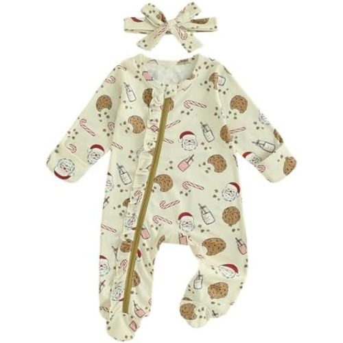 My 1st Christmas Baby Boy Outfit Santa Claus Romper Jumpsuit Striped Footie Baby's First Christmas Clothes