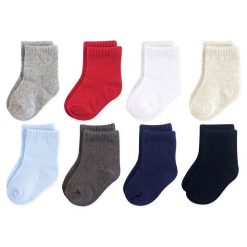 Luvable Friends 8-Pack Solid Crew Socks in Grey