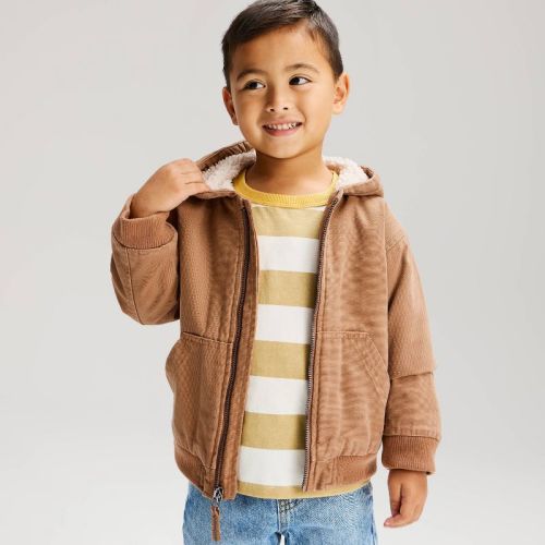 Toddler Boys' Faux Shearling Lined Hooded Coat - Cat & Jack™ Brown 3T