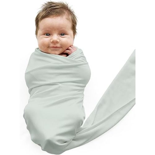 Caden Lane Baby Swaddle & Receiving Blanket, Soft, Breathable & Temperature-Regulating Bamboo Viscose Fabric for Swaddling Newborns, Gender Neutral Infant Blanket for Boys & Girls, Lily Pad Green