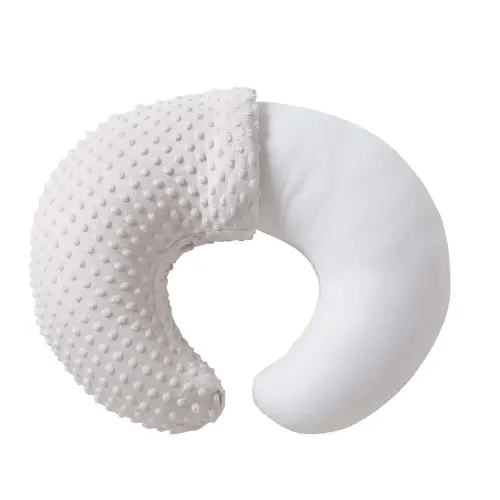 Nursing Pillow and Positioner, Breastfeeding, Bottle Feeding, Baby Sitting Support with Removable Ultra Soft Cover, Tummy Time Support for Baby Boys and Girls (Beige)