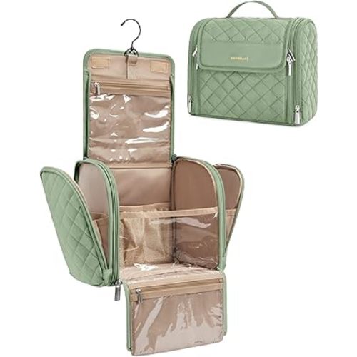 BAGSMART Toiletry Bag for Women, Travel Toiletry Bag Makeup Cosmetic Bag with Hanging Hook, Water-resistant for Toiletries Accessories Brushes Sponge