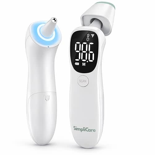 SimpliCare Baby Thermometer, FDA 510(k) Cleared Ear Thermometer for Kids Adults Infants, Baby Essentials, Ear & Forehead Thermometer (Touch), 2-in-1 Dual Mode, Digital Ear Thermometer (AET-R842)