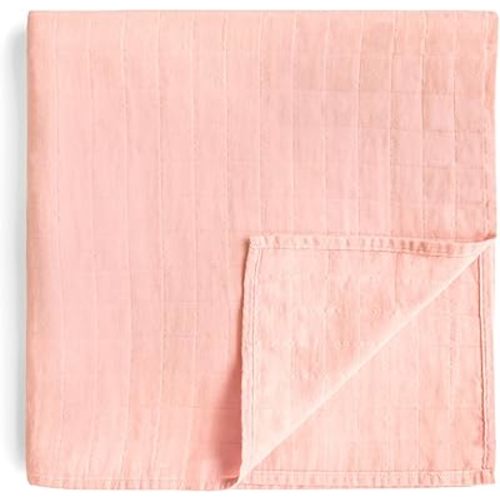mushie Muslin Baby Swaddle Blanket | 100% Organic Cotton (Rose Vanilla)