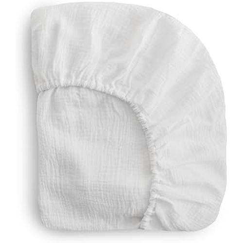 mushie Extra Soft Muslin Fitted Crib Sheet | 192 Thread Count | 28"x 52" (White)