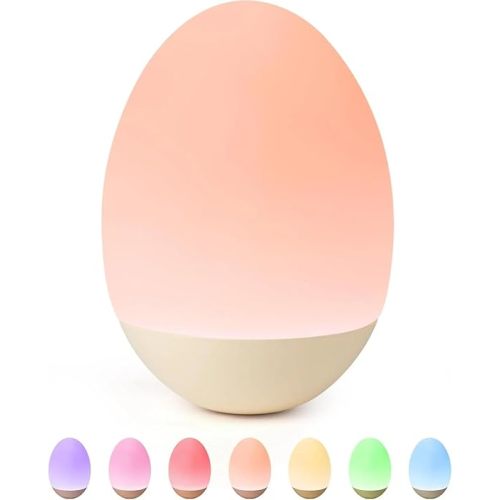 Egg Night Light for Nursery: Baby Night Lights Tap Lamp Stepless Dimming with Warm White and 7 RGB Colors Rechargeable Portable for Infant and Kids Bedroom Breastfeeding Sleep Aid