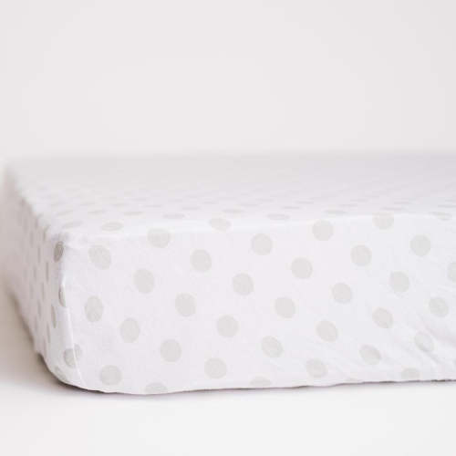 Gray Polka Dot Mini Crib Fitted Sheet