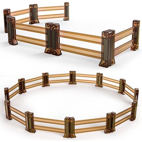 Oriate Farm Animals Fences Magnetic Tiles, 18pcs Magnet Fencing Compatible Garden Farming Zoo Dinosaur, Kids Magnetic Structural Construction Magnets Tile Building Blocks Horse Toys Accessory