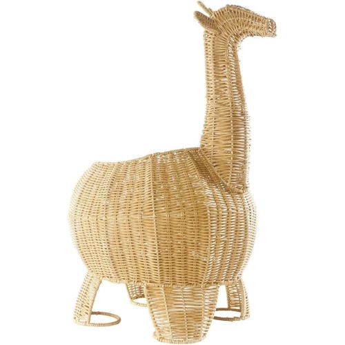 Kaplan Early Learning Giraffe Washable Wicker Floor Basket | Home Decor Organizer | Animal-Shaped Rattan Woven Storage Bin