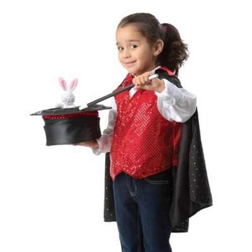 Melissa & Doug Magician Role Play Costume Set - Includes Hat, Cape, Wand, Magic Tricks