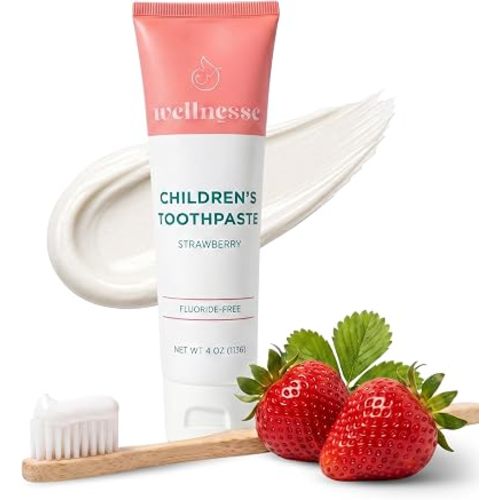 Wellnesse Hydroxyapatite Toothpaste Kids, Strawberry Flavor for Toddlers and Children, Xylitol Formula for Gentle Enamel Care, Toothpaste Whitening, Fresh Breath and Daily Brushing Habits, 4Oz