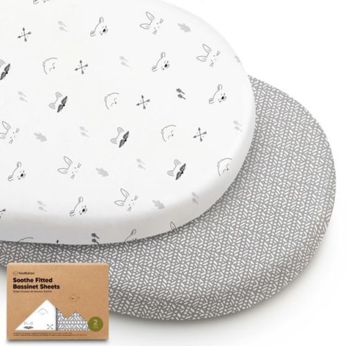 KeaBabies Organic Bassinet Sheet for Baby Girls, Boys, 2-Pack Soothe Bassinet Fitted Sheets, Bedside Bassinet Mattress Sheet (Nordic)