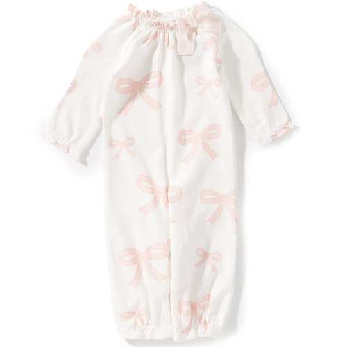 Mud Pie Baby Girls Bow Print Convertible Cotton Interlock Night Gown