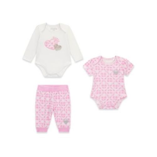 Baby Girls' Short-Sleeve Bodysuit, Long-Sleeve Bodysuit and Sweatpants, 3-Piece Set