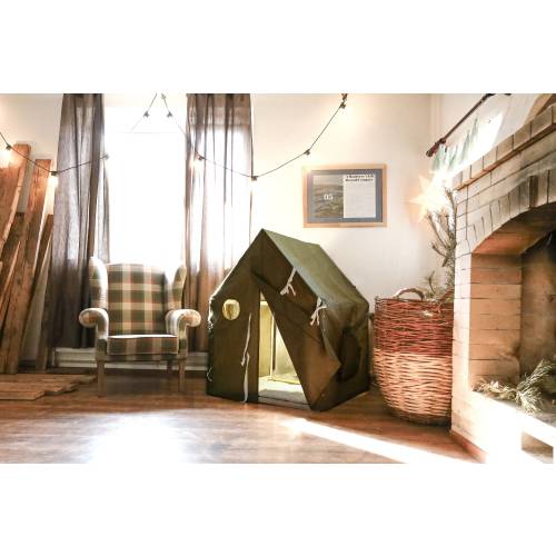 Khaki play house with beige mat, teepee tent, play teepee for kids - Christmas gift