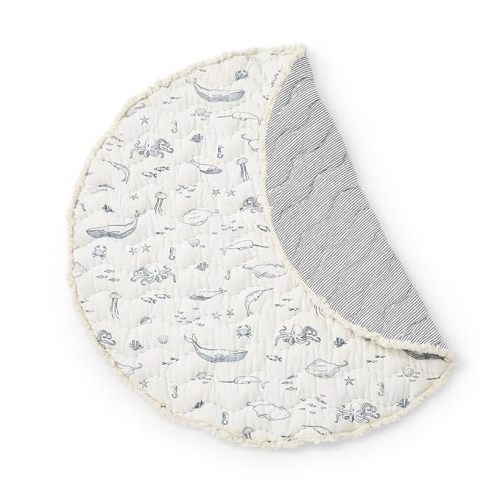 Pehr Baby Play Mat, Life Aquatic | Ultra-Soft Quilted 100% Cotton Exterior with Plush Polyester Fiberfill | 40” Diameter