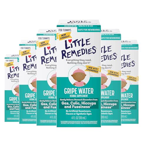 Little Remedies Gripe Water for Babies, With Chamomile, for Baby Gas Relief, No Alcohol or Artificial Dyes, 4 Fl Oz, Pack of 6