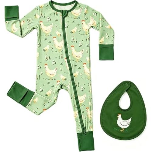 Leekalos Bamboo Sleepers for Baby Footie Pajama,2-Way Zipper Onesie 0-24M