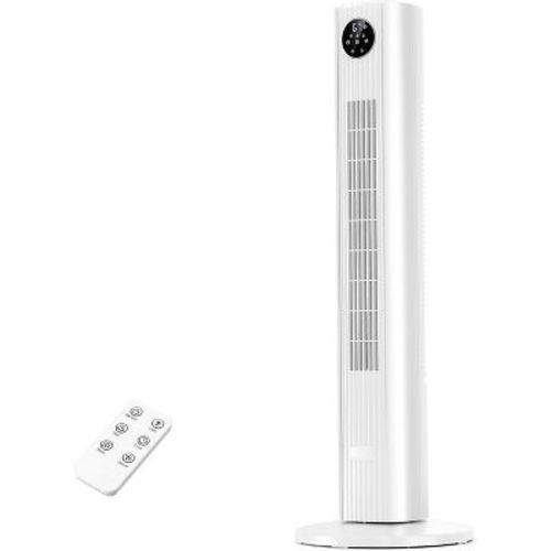 35-Inch Bladeless Tower Fan, Low Noise Oscillating Cooling Fan with Remote, 3 Speeds, 12H Timer, Portable Floor Fan for Bedroom Offic