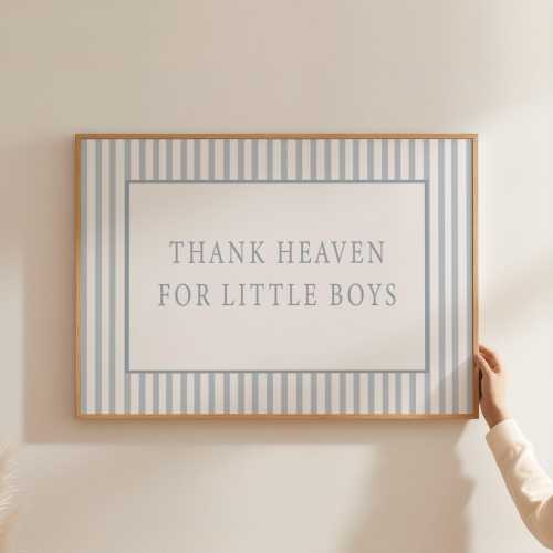 Thank Heaven for Little Boys Nursery Wall Art Vintage Soft Blue Nursery Kids Quote Print Baby Shower Gift Blue Boys Room Wall Decor HEA1-A1
