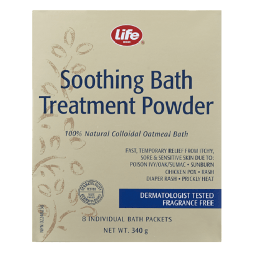 Life Brand Soothing Bath Treatment Powder 100% Natural Colloidal Oatmeal Bath 8 Individual Bath Packets 340 g