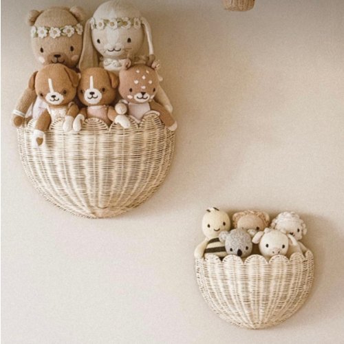 BEBE BASK The Original Scalloped Wicker Wall Basket – Set of 2 (16x10x7 In)