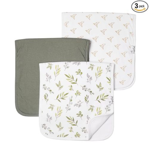 Copper Pearl Premium Baby Burp Cloths - 3-Pack Large Cotton Burp Cloths, Extra Soft Spit Up Rags with 3 Absorbent Layers, Perfect for Baby Boy and Baby Girl Gifts (21" x 10" Size, Haven Set)