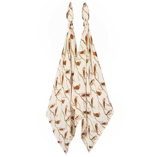 Owl Bamboo Muslin Two-Piece Burp Cloth Set