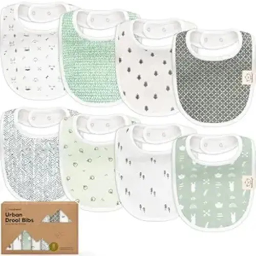 KeaBabies 8-Pack Organic Baby Bibs for Drooling and Teething - Soft Cotton Bibs for Baby Girl, Boy, Extra Absorbent, Easy to Clean & Put On for Toddler, Newborn, Infant 0-24 Months (Nordic)