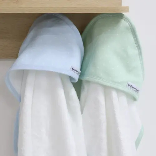Bubba Blue Confetti Hooded Towel Blue/Sage Size 2 Pack | Baby Bunting AU