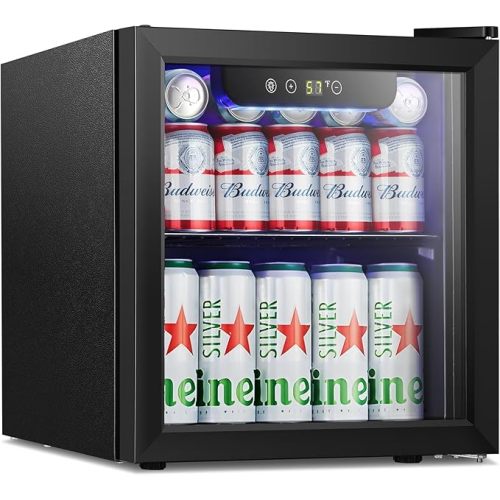 Antarctic Star Mini Fridge Cooler - 12 Bottle 48 Can Beverage Refrigerator Glass Door for Drinks or Beer Wine –Small Drink Dispenser for Home, Office or Bar, Electronic Temperature Control,1.3cu.ft.