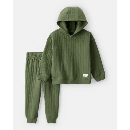 Toddler Boy 2-Piece Hooded Tee & Pant Set - Olive - Carter's | Carter's