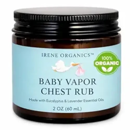 Irene Organics Organic Baby Vapor Chest Rub Clean Vapo Rub Clean, Non-Toxic Chest Balm for Babies, Toddlers & Kids, Made with Natural Eucalyptus & Lavender Oil (1, 1 Pack)