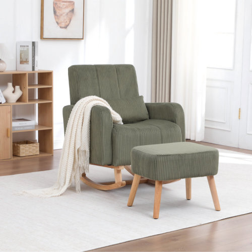 Isabelle & Max™ Upholstered Teddy Rocking Chair and Ottoman Ensemble | Wayfair
