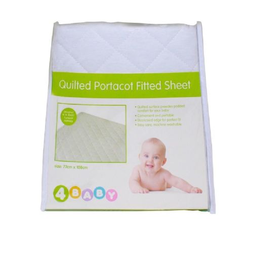 4baby Quilted Portacot Fitted Sheet White