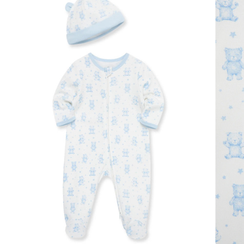 Happy Bear 2-Way-Zip Footie & Hat