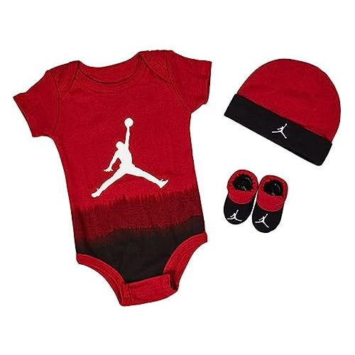 Nike Jordan Infant Ombre Bodysuit Cap and Booties Gift Box Set, Gym Red-red, 0-6 mo (NJ0526R78)