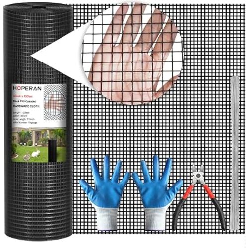 HOPERAN Black Hardware Cloth 1/2 Inch 48 x 100 Ft 19 Gauge Chicken Wire