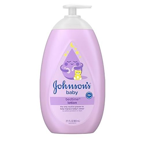 Johnson's Baby Bedtime Lotion, NaturalCalm Aromas, 27.1 fl. oz | Gentle Nighttime Baby Lotion, Helps Relax & Soothe, Hydrating, No Added Parabens & Dyes