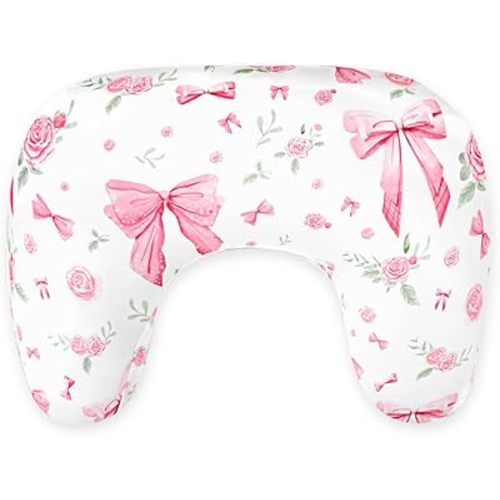 New Nursing Pillow Cover Girls, Soft Breastfeeding Pillow Covers for Baby Newborn Infant, fits New Nursing Pillow, Easy Removal and Machine Washable Slipcover, Pillowcase Only (Pink Rose)