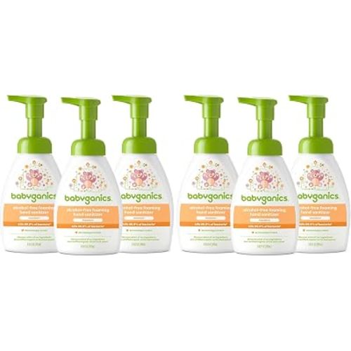 Babyganics Alcohol-Free Foaming Hand Sanitizer, Pump Bottle, Mandarin, 8.45 Fl Oz (Pack of 6)