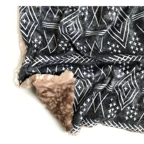 Grey Aztec Minky Blanket, Bohemian Baby Blanket, Gender Neutral Blanket, Minky Blanket, Baby Gift, Custom Blanket, Nursery Bedding, Moroccan